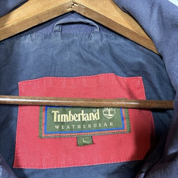 Timberland Weathergear Mens Jacket Sz L Red Leather Trim‎ Chore Barn Casual - Picture 2 of 6